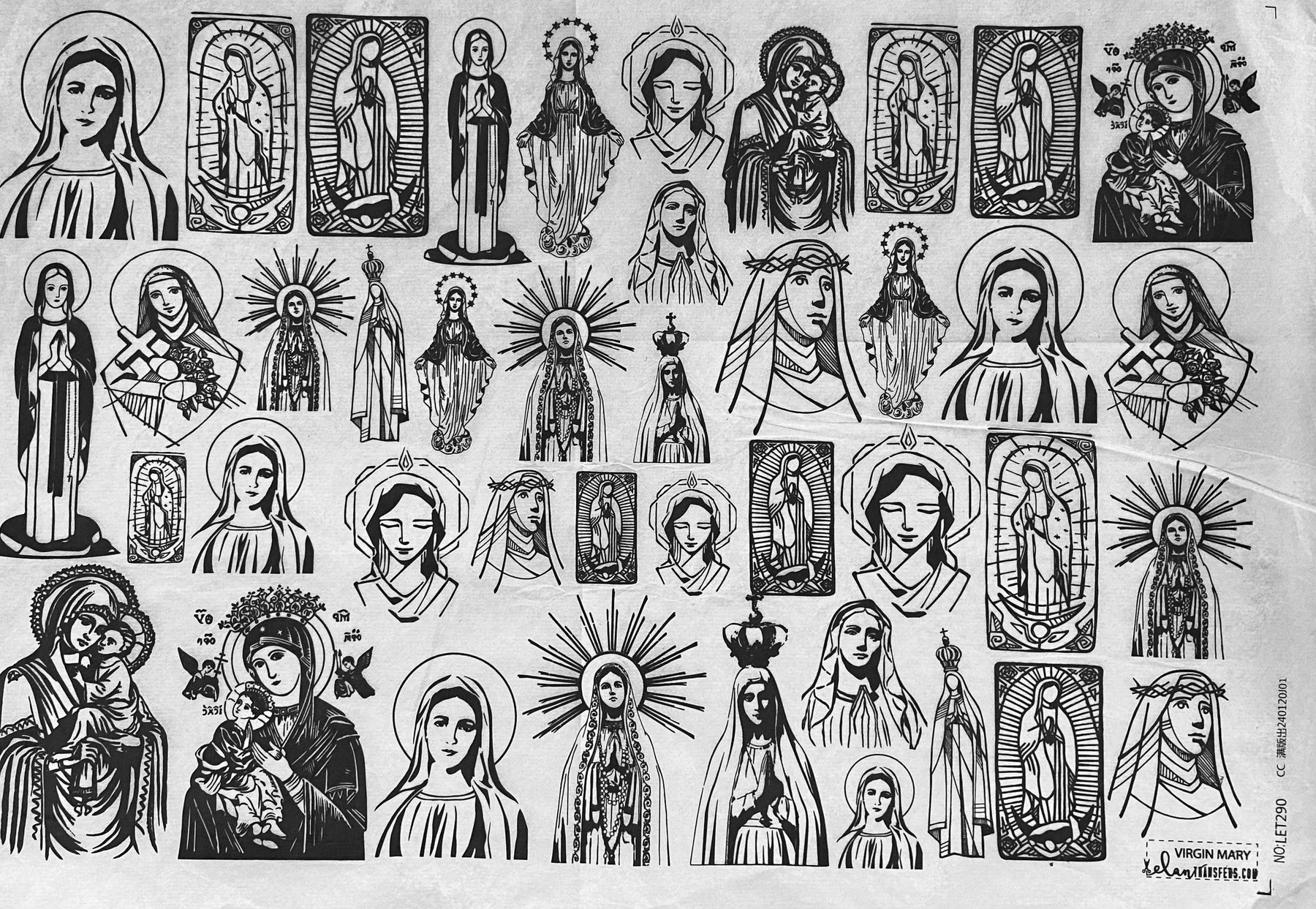 Virgin Mary - Underglaze Transfer Sheet