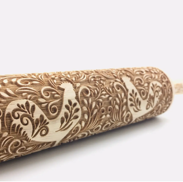 Rolling Pin - Floral Rooster