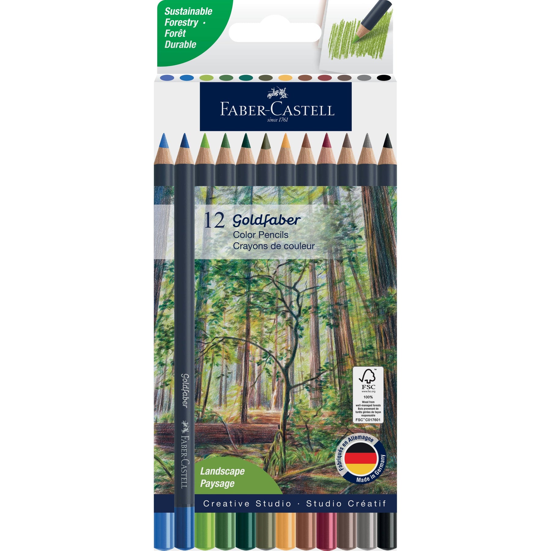 Goldfaber Aqua Watercolor Pencils, Box of 12 Landscape