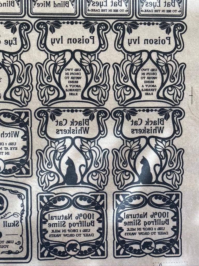 Apothecary Labels - Underglaze Transfer Sheet