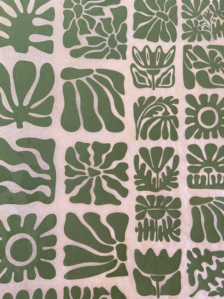 Wood Block Flowers - Underglaze Transfer Sheet