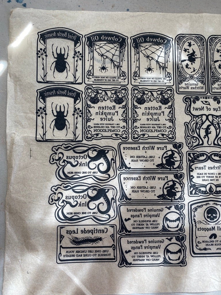 Apothecary Labels - Underglaze Transfer Sheet