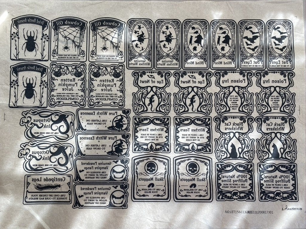 Apothecary Labels - Underglaze Transfer Sheet