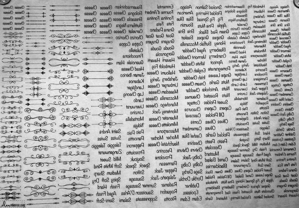 Charcuterie Board - Underglaze Transfer Sheet
