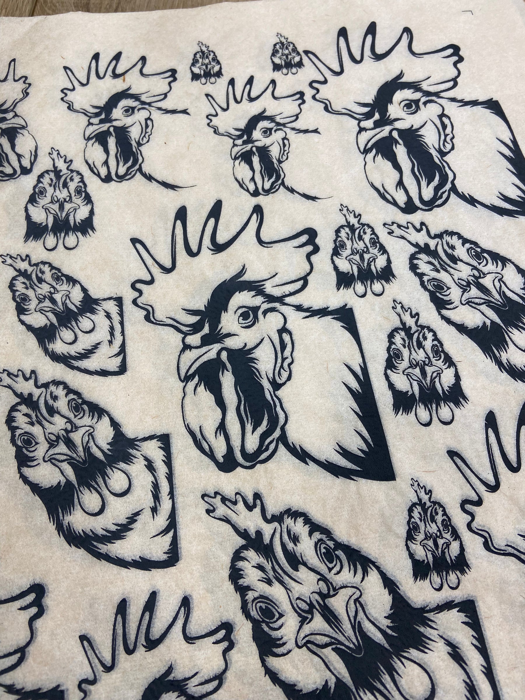 Chickens Peeking  - Underglaze Transfer Sheet