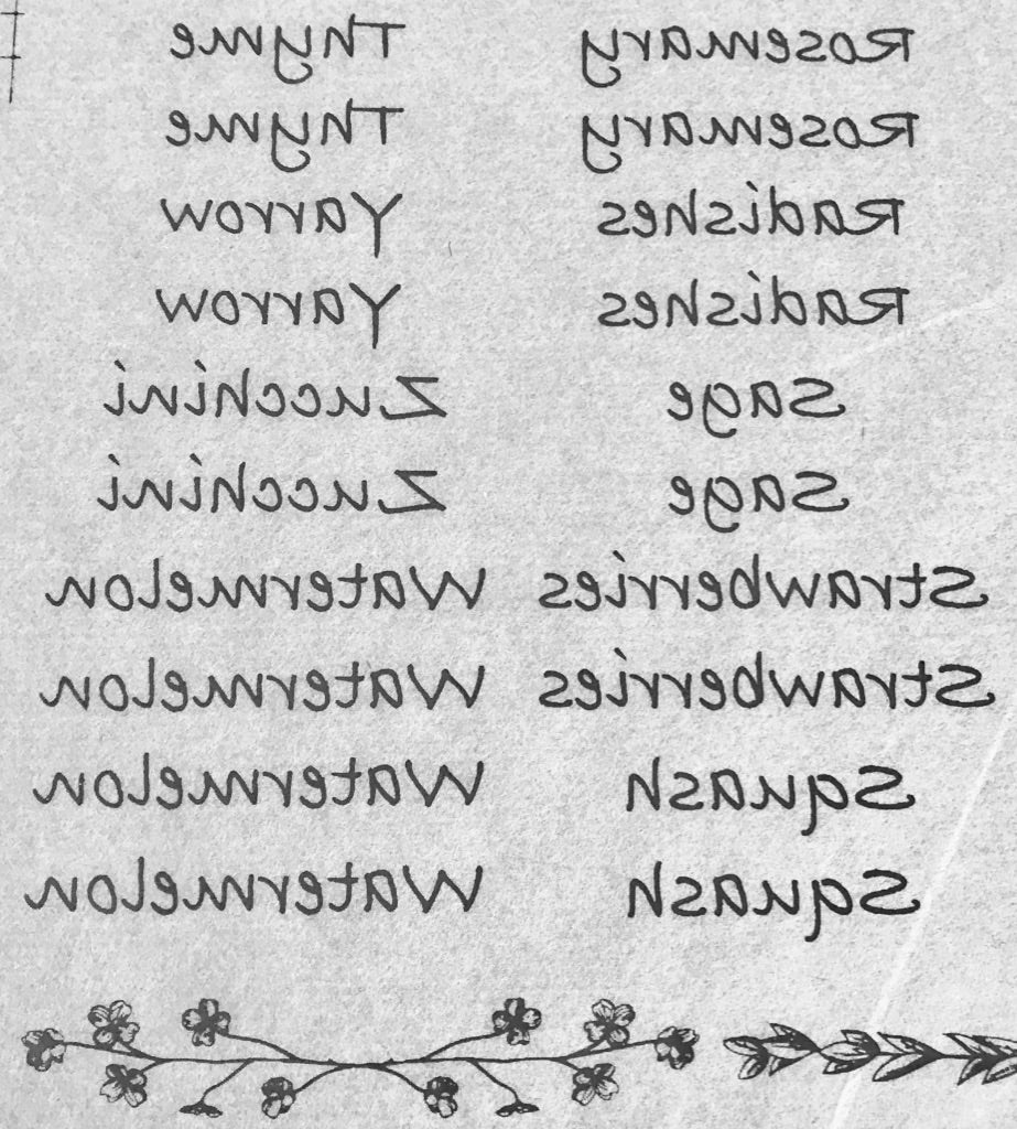 Herb / Veggie Names - Underglaze Transfer Sheet