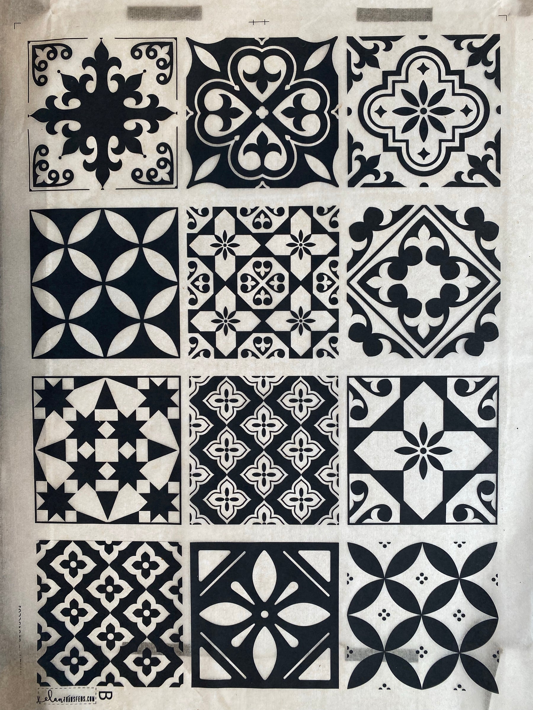 Moroccan Tiles B - Underglaze Transfer Sheet
