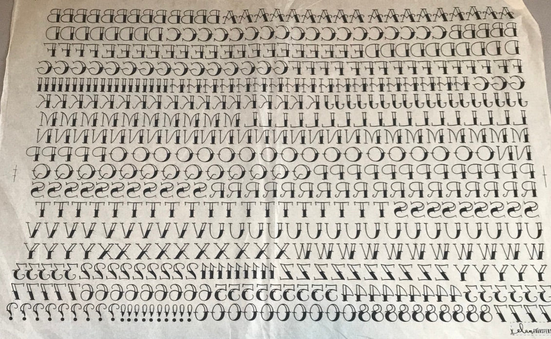 Tattoo Font - Underglaze Transfer Sheet